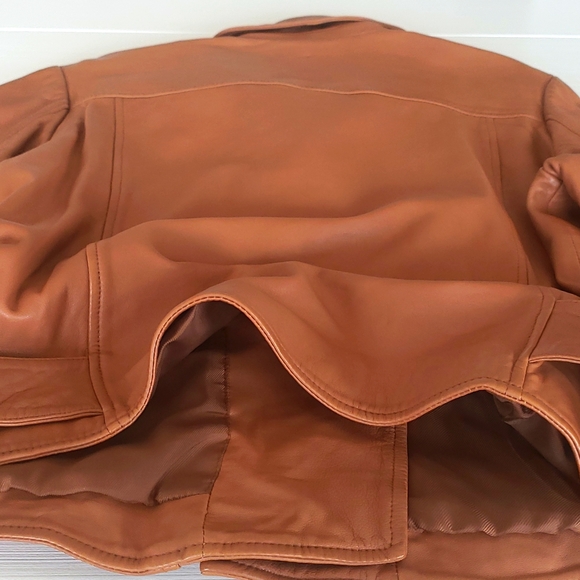 AQUA 100% Genuine leather jacket in camel sz L - Picture 11 of 12